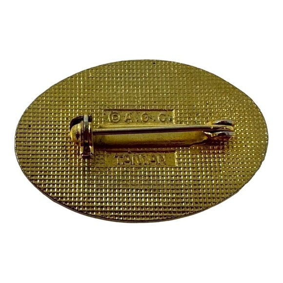 Vintage Pin Brooch Signed AGC White Lilly Pink Blue Cloisonne Enamel Flower - Picture 2 of 8